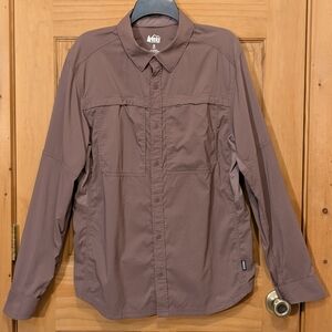 REI Co-op Shirt Sahara Brown Hiking Outdoor Fishing Vented Performance Men's M